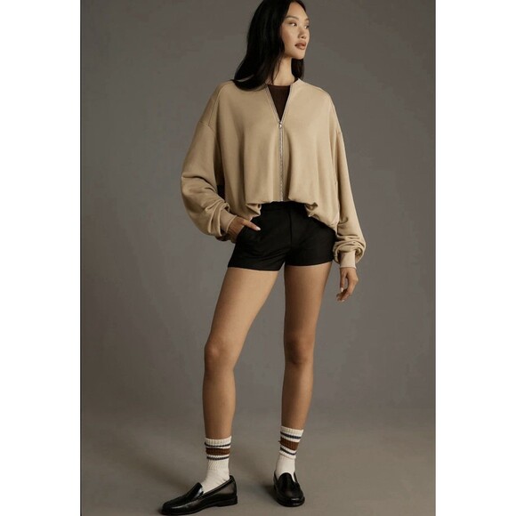 Anthropologie Pilcro Bubble Bomber Jacket XS Oversize Beige Full Zip $138 - Picture 2 of 10